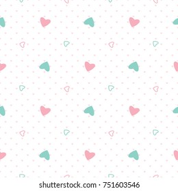 Seamless Pattern of Pastel Heart Design on White Background