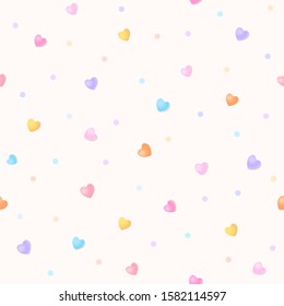 Seamless pattern of pastel heart and polka dot for Valentine's Day