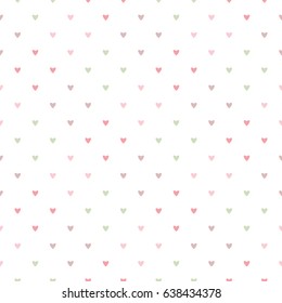 Seamless Pattern of Pastel Hearts on White Background
