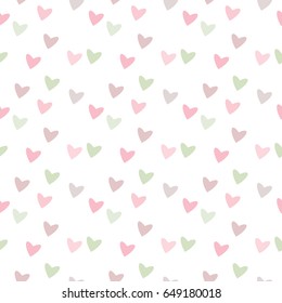 Seamless Pattern of Pastel Hearts on White Background