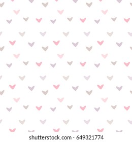 Seamless Pattern of Pastel Hearts on White Background