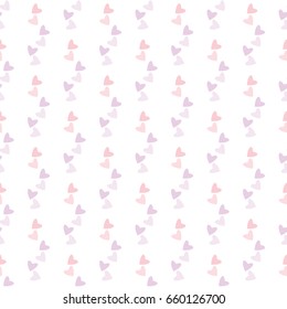 Seamless Pattern of Pastel Hearts on White Background