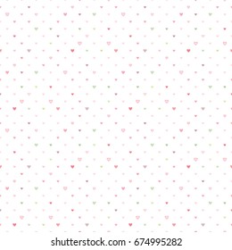 Seamless Pattern of Pastel Hearts on White Background