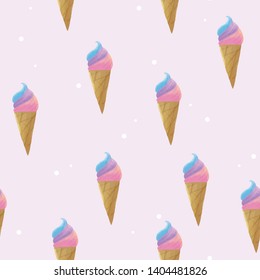 Seamless pattern with pastel ice cream