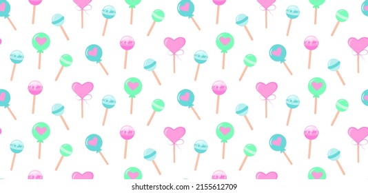 Seamless pattern with pastel lollipops chupa-chups. Vector illustration.