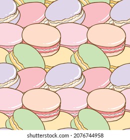 Seamless Pattern of Pastel Macaron Illustration Design
