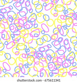 Seamless pattern of pastel multi-colored curve rings. Universal print for fabrics, wrapping paper, wallpaper, textiles. Vector illustration EPS 8