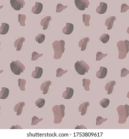 Patrón inmaculado en tonos pastel desnudos. abstracción de plantas y círculos. Conjunto de elementos gráficos modernos abstractos.para imprimir en tela, embalaje, material. La mano dibujó varias formas y garabatos.