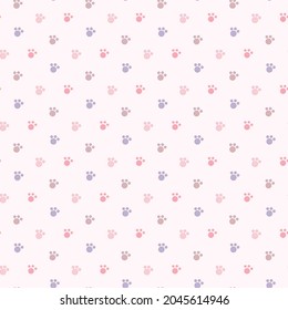 Seamless Pattern with Pastel Paw Design on Light Pink Background