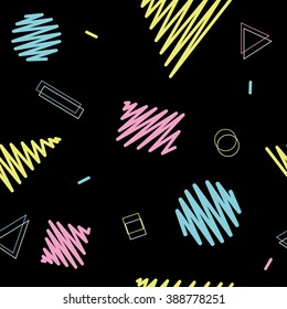 Seamless pattern with pastel pen strokes in retro 80s style 3
