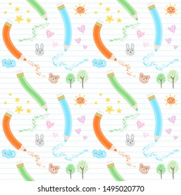 Seamless pattern pastel pencil drawing.