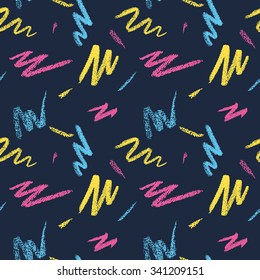 Seamless Pattern With Pastel Pencil Strokes In Retro 80s Style 4