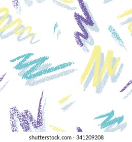 Seamless pattern with pastel pencil strokes in retro 80s style 1