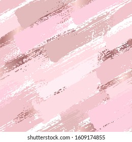 Seamless pattern with pastel pink brush strokes. Abstract vector background. 