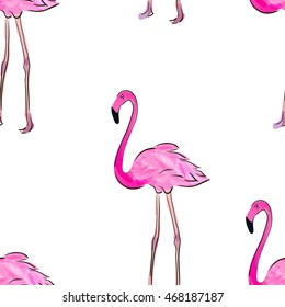 Seamless pattern with pastel pink flamingos. Decorative figure. Suitable for printing on fabric