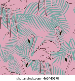 Seamless pattern with pastel pink flamingos. Decorative figure. Suitable for printing on fabric
