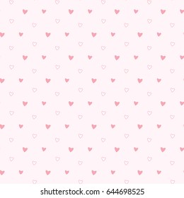 Seamless Pattern of Pastel Pink Hearts on Light Pink Background