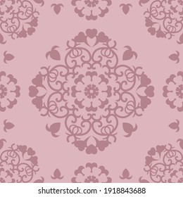 Seamless pattern Pastel Pink. Pretty hearts. Abstract. Vector.