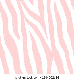 Seamless pattern with pastel pink zebra fur print. Animal leather wallpaper. Vector illustration. 