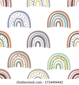 nahtloses Muster mit pastellfarbenen Regenbogen auf weißem Hintergrund - Vektorillustration, Polen    