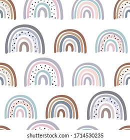 seamless pattern with pastel rainbows  - vector illustration, eps    
