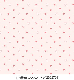 Seamless Pattern of Pastel Red Heart on Light Pink Background