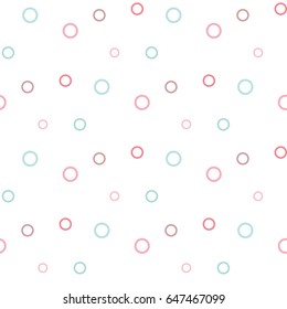 Seamless Pattern of Pastel Rings on White Background