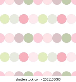 Seamless Pattern with Pastel Round Shape Design on White Background