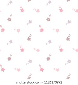Seamless Pattern of Pastel Shooting Star Design on White Background