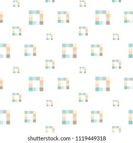 Seamless Pattern of Pastel Square Design on White Background