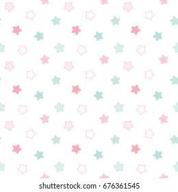 Seamless Pattern of Pastel Stars on White Background