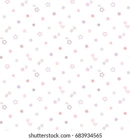 Seamless Pattern of Pastel Stars on White Background