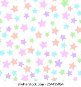 Seamless Pattern With Pastel Stars. Repeat Texture Background, Vector.