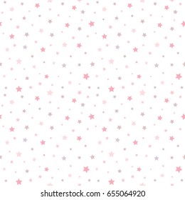 Seamless Pattern of Pastel Stars Scattering on White Background