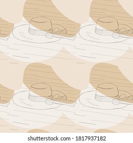 diseño impecable en tonos amarillo pastel y soleado. El sombrero está en el muelle. impresión de verano. diseño de prendas de vestir, embalajes y tejidos para niños. diseño de portaobjetos para viajes. vectores 10