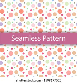 Seamless pattern of pastel sweet circle shape. Isolated on white background. Vector Illustration.
