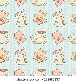 Seamless pattern  in pastel tones - cartoon animals.