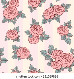 Seamless pattern pastel wild roses