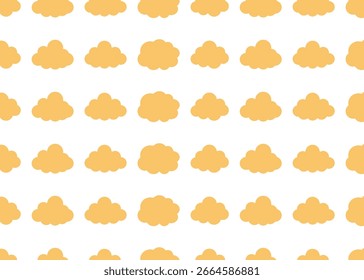 Padrão contínuo de nuvens amarelas pastel em linhas horizontais - perfeito para temas de chá de bebê, tecidos de quarto de crianças e decoração suave para crianças.