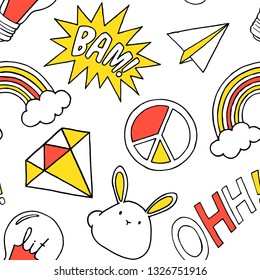 Seamless pattern with patch doodles. Vector illustration