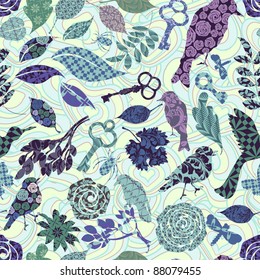 Seamless pattern with patch silhouettes