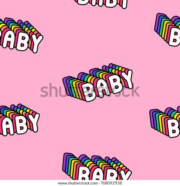 Seamless Pattern Patches Badges Words Baby Stock Vector Royalty