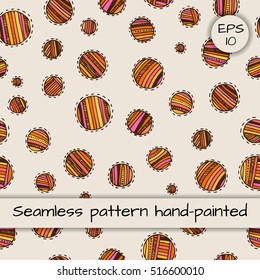 Seamless pattern with patches in doodle style. Hand-drawn background.