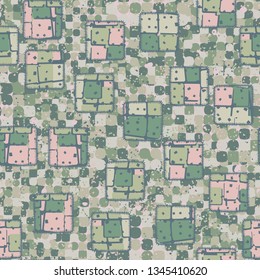 Seamless pattern. The patches sewn randomly on an abstract background.