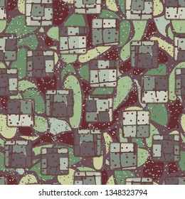 Seamless pattern. The patches sewn randomly on an abstract background.