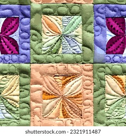 seamless pattern patchwork abstract shapes background illustration pink yellow art ornament image colorful endless repeating eps vector