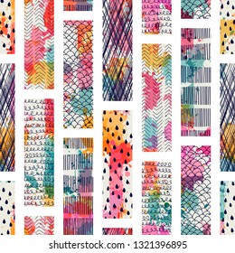 Seamless pattern. Patchwork. Can be used on packaging paper, fabric, background for different images, etc. 