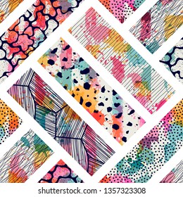 Seamless pattern. Patchwork. Can be used on packaging paper, fabric, background for different images, etc. 