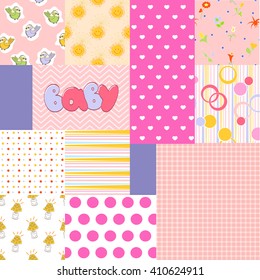 Seamless pattern of patchwork fabric for newborn.