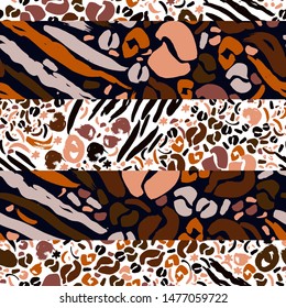 Seamless pattern with patchwork leopard print. 